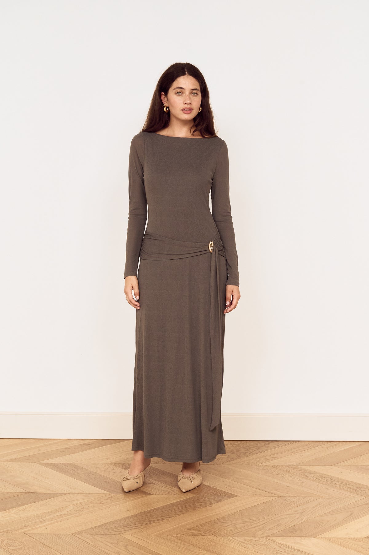 MINKPINK Noa Mesh Maxi Dress in Charcoal-Maxi Dresses-MINKPINK-Deja Nu Boutique, Women's Fashion Boutique in Lampasas, Texas