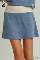 Umgee DreamPlush Contrast Color Skort in Denim-skort-Umgee-Deja Nu Boutique, Women's Fashion Boutique in Lampasas, Texas