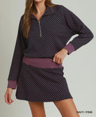 MOHMe by Umgee Navy Pink Polka Dot Half Zip Pullover-sweatshirt-Umgee-Deja Nu Boutique, Women's Fashion Boutique in Lampasas, Texas