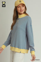 MOHMe by Umgee Reversible Stripe & Polka Dot Pullover – Sky/Peach-sweatshirt-Umgee-Deja Nu Boutique, Women's Fashion Boutique in Lampasas, Texas