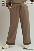 MOHMe by Umgee CloudKnit Modal Tencel Straight Leg Pants in Coco Brown Plus-Curvy/Plus Bottoms-Umgee-Deja Nu Boutique, Women's Fashion Boutique in Lampasas, Texas