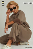 MOHMe by Umgee CloudKnit Modal Tencel Straight Leg Pants in Coco Brown Plus-Curvy/Plus Bottoms-Umgee-Deja Nu Boutique, Women's Fashion Boutique in Lampasas, Texas
