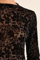 Molly Bracken Black Floral Burnout Velvet Sheer Top-Tops-Molly Bracken-Deja Nu Boutique, Women's Fashion Boutique in Lampasas, Texas