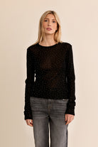 Molly Bracken Rhinestone Lightweight Sweater in Black or Chocolate Brown-Sweaters-Molly Bracken-Deja Nu Boutique, Women's Fashion Boutique in Lampasas, Texas