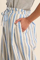 Molly Bracken Blue Striped Linen Blend Wide Leg Pants-Pants-Molly Bracken-Deja Nu Boutique, Women's Fashion Boutique in Lampasas, Texas