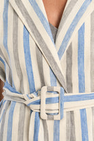 Molly Bracken Blue Striped Linen Blend Sleeveless Blazer Vest-Vest-Molly Bracken-Deja Nu Boutique, Women's Fashion Boutique in Lampasas, Texas