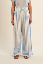 Molly Bracken Blue Striped Linen Blend Wide Leg Pants-Pants-Molly Bracken-Deja Nu Boutique, Women's Fashion Boutique in Lampasas, Texas
