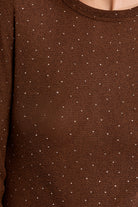 Molly Bracken Rhinestone Lightweight Sweater in Black or Chocolate Brown-Sweaters-Molly Bracken-Deja Nu Boutique, Women's Fashion Boutique in Lampasas, Texas