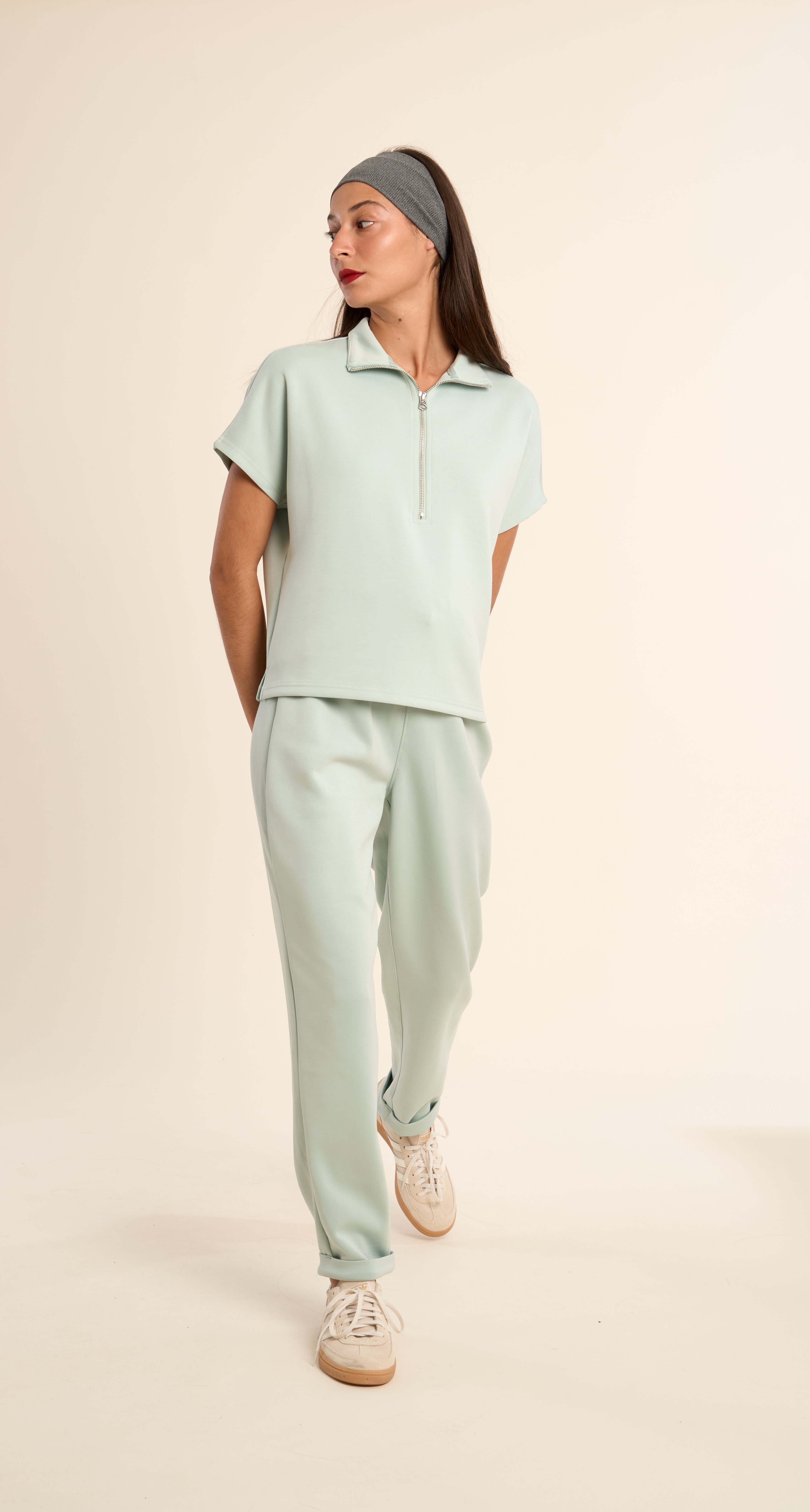 Molly Bracken Gabrielle Gala Sage Half Zip Top-Athleisurewear-Gabrielle-Deja Nu Boutique, Women's Fashion Boutique in Lampasas, Texas