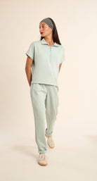 Molly Bracken Gabrielle Gala Sage Half Zip Top-Athleisurewear-Gabrielle-Deja Nu Boutique, Women's Fashion Boutique in Lampasas, Texas