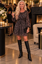 Molly Bracken Dark Grey Leopard Belted Mini Dress-mini dress-Molly Bracken-Deja Nu Boutique, Women's Fashion Boutique in Lampasas, Texas