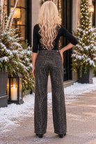 Molly Bracken Grey Leopard Coated Wide Leg Pants – Style E1698BEH-Jeans-Molly Bracken-Deja Nu Boutique, Women's Fashion Boutique in Lampasas, Texas
