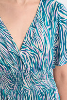 Molly Bracken Lili Sidonio Emerald Zebra Smocked Waist Dress-mini dress-Molly Bracken-Deja Nu Boutique, Women's Fashion Boutique in Lampasas, Texas