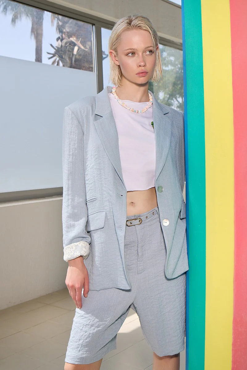 Molly Bracken Lili Sidonio Light Blue High Waist Bermuda Shorts-Shorts-Molly Bracken-Deja Nu Boutique, Women's Fashion Boutique in Lampasas, Texas