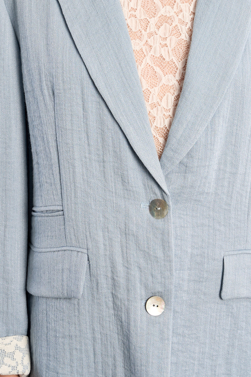 Molly Bracken Lili Sidonio Light Blue Wide Fit Tailored Blazer-Blazers-Molly Bracken-Deja Nu Boutique, Women's Fashion Boutique in Lampasas, Texas