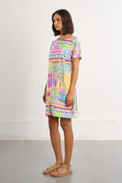 Molly Bracken Lili Sidonio Multicolor Maui Surf Print T-Shirt Dress-mini dress-Molly Bracken-Deja Nu Boutique, Women's Fashion Boutique in Lampasas, Texas