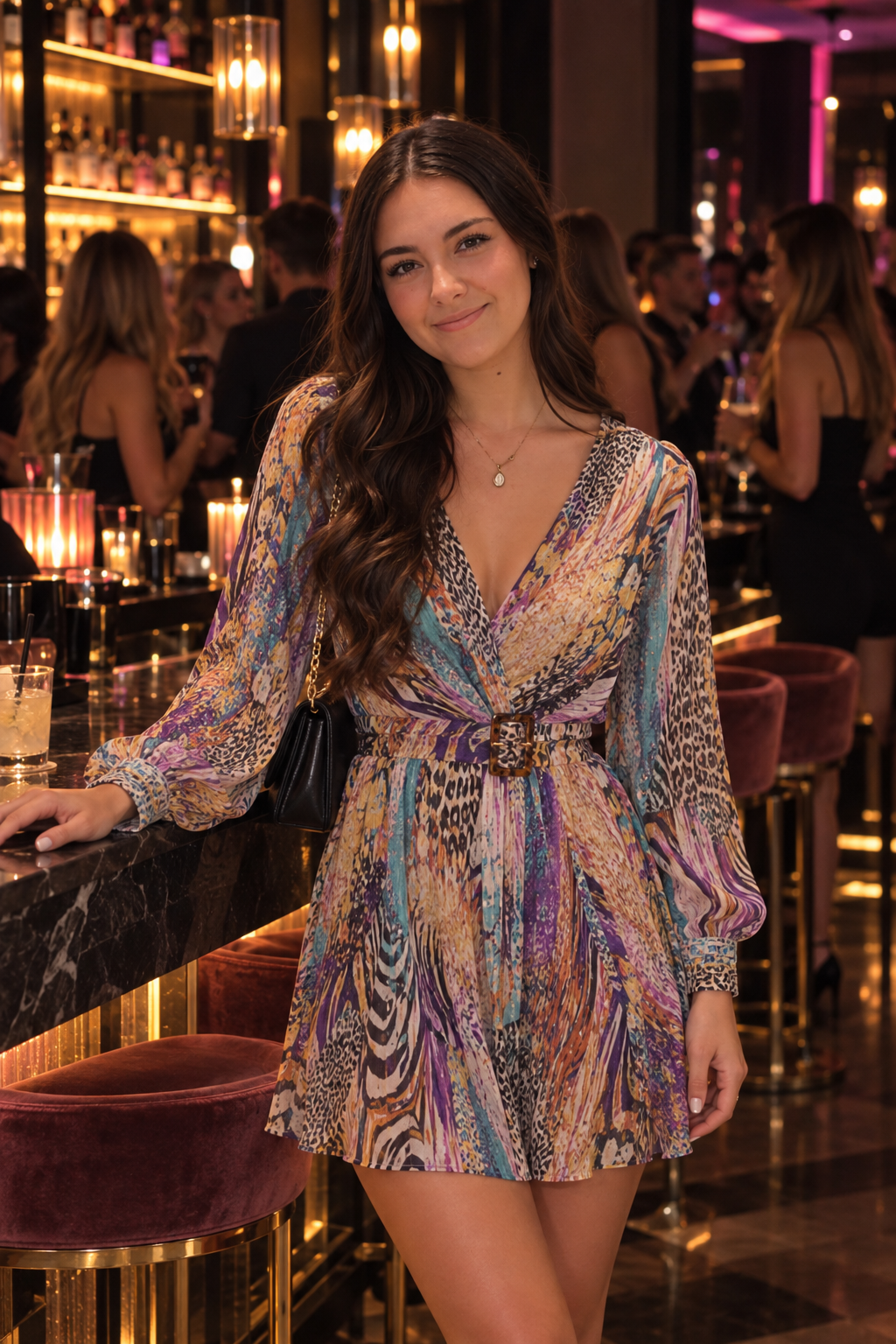 Molly Bracken Multicolor Paola Dress – Chic & Vibrant Wrap Mini-Dresses-Molly Bracken-Deja Nu Boutique, Women's Fashion Boutique in Lampasas, Texas