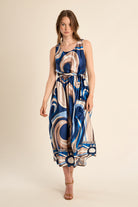 Molly Bracken Navy Athena Printed Sleeveless Maxi Dress-Midi Dresses-Molly Bracken-Deja Nu Boutique, Women's Fashion Boutique in Lampasas, Texas