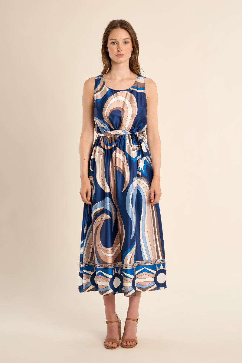 Molly Bracken Navy Athena Printed Sleeveless Maxi Dress-Midi Dresses-Molly Bracken-Deja Nu Boutique, Women's Fashion Boutique in Lampasas, Texas