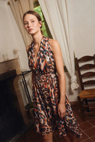 Molly Bracken Orange Romy Printed Asymmetrical Halter Dress-mini dress-Molly Bracken-Deja Nu Boutique, Women's Fashion Boutique in Lampasas, Texas