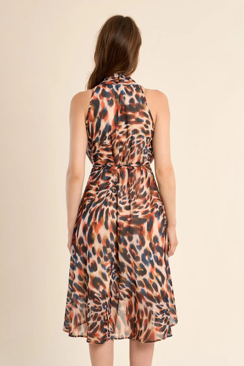 Molly Bracken Orange Romy Printed Asymmetrical Halter Dress-mini dress-Molly Bracken-Deja Nu Boutique, Women's Fashion Boutique in Lampasas, Texas