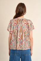 Molly Bracken Off-White Paola Paisley Flutter Sleeve Blouse-Tops-Molly Bracken-Deja Nu Boutique, Women's Fashion Boutique in Lampasas, Texas