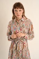 Molly Bracken Off-White Paola Paisley Shirt Dress-Dresses-Molly Bracken-Deja Nu Boutique, Women's Fashion Boutique in Lampasas, Texas