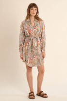 Molly Bracken Off-White Paola Paisley Shirt Dress-Dresses-Molly Bracken-Deja Nu Boutique, Women's Fashion Boutique in Lampasas, Texas