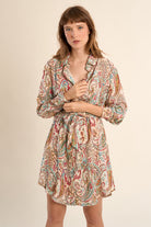 Molly Bracken Off-White Paola Paisley Shirt Dress-Dresses-Molly Bracken-Deja Nu Boutique, Women's Fashion Boutique in Lampasas, Texas