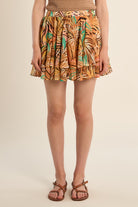 Molly Bracken Yellow Claudia Tropical Print Ruffle Mini Skirt-Skirts-Molly Bracken-Deja Nu Boutique, Women's Fashion Boutique in Lampasas, Texas