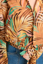 Molly Bracken Yellow Claudia Tropical Print Tie Waist Shirt-shirts-Molly Bracken-Deja Nu Boutique, Women's Fashion Boutique in Lampasas, Texas