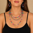 Multicolor Beaded Layered Necklace & Earring Set-Necklace Set-Deja Nu-Deja Nu Boutique, Women's Fashion Boutique in Lampasas, Texas