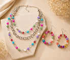 Multicolor Beaded Layered Necklace & Earring Set-Necklace Set-Deja Nu-Deja Nu Boutique, Women's Fashion Boutique in Lampasas, Texas