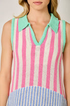 Mystree Mixed Stripe Color Block Dress in Pink and Blue-mini dress-Mystree-Deja Nu Boutique, Women's Fashion Boutique in Lampasas, Texas