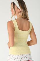 NIKIBIKI Pale Banana Lace Textured Seamless Square Neck Tank Top with Built-In Bra-Camis/Tanks-NIKIBIKI-Deja Nu Boutique, Women's Fashion Boutique in Lampasas, Texas