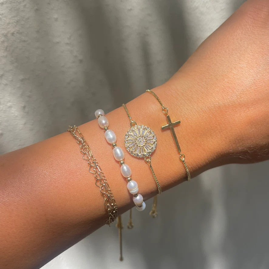 Nikki Smith Antique Gold Crystal Slider Bracelet-Bracelets-Nikki Smith-Deja Nu Boutique, Women's Fashion Boutique in Lampasas, Texas