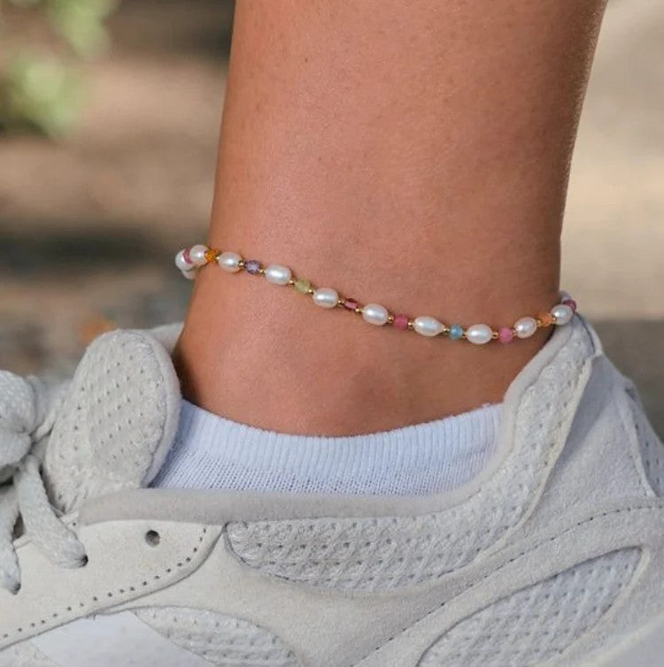 Nikki Smith Beaded Pearl Anklet-Anklets-Nikki Smith-Deja Nu Boutique, Women's Fashion Boutique in Lampasas, Texas