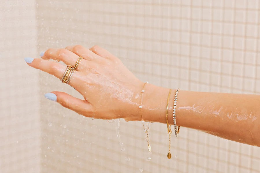 Nikki Smith Gold Shimmer Tennis Bracelet - Waterproof-Bracelets-Nikki Smith-Deja Nu Boutique, Women's Fashion Boutique in Lampasas, Texas