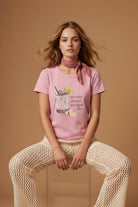 All Us “One Tequila Two…” Rhinestone Pink Slub Baby Tee-Graphic Tees-All Us-Deja Nu Boutique, Women's Fashion Boutique in Lampasas, Texas