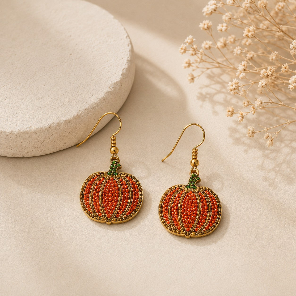 Orange Crystal Pumpkin Earrings-Earrings-Deja Nu-Deja Nu Boutique, Women's Fashion Boutique in Lampasas, Texas