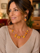 Orange Enamel Double-Strand Necklace & Earring Set-Necklace Set-Deja Nu-Deja Nu Boutique, Women's Fashion Boutique in Lampasas, Texas