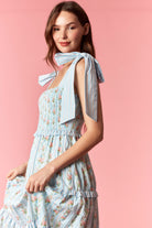 Peach Love Stripe & Floral Bow Tie Tiered Maxi Dress – Light Blue Multi-Maxi Dresses-Peach Love-Deja Nu Boutique, Women's Fashion Boutique in Lampasas, Texas