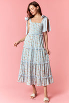 Peach Love Stripe & Floral Bow Tie Tiered Maxi Dress – Light Blue Multi-Maxi Dresses-Peach Love-Deja Nu Boutique, Women's Fashion Boutique in Lampasas, Texas