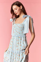 Peach Love Stripe & Floral Bow Tie Tiered Maxi Dress – Light Blue Multi-Maxi Dresses-Peach Love-Deja Nu Boutique, Women's Fashion Boutique in Lampasas, Texas