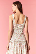 Peach Love Floral Shirred Ruffle Maxi Dress – Off White Pink-Maxi Dresses-Peach Love-Deja Nu Boutique, Women's Fashion Boutique in Lampasas, Texas