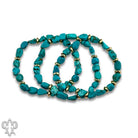 Pink Panache three-piece Afghan turquoise bracelet stack with genuine turquoise beads and 18K gold dipped accents
