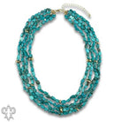 Pink Panache Afghan turquoise and 18K gold dipped four-strand necklace with adjustable extender chain.