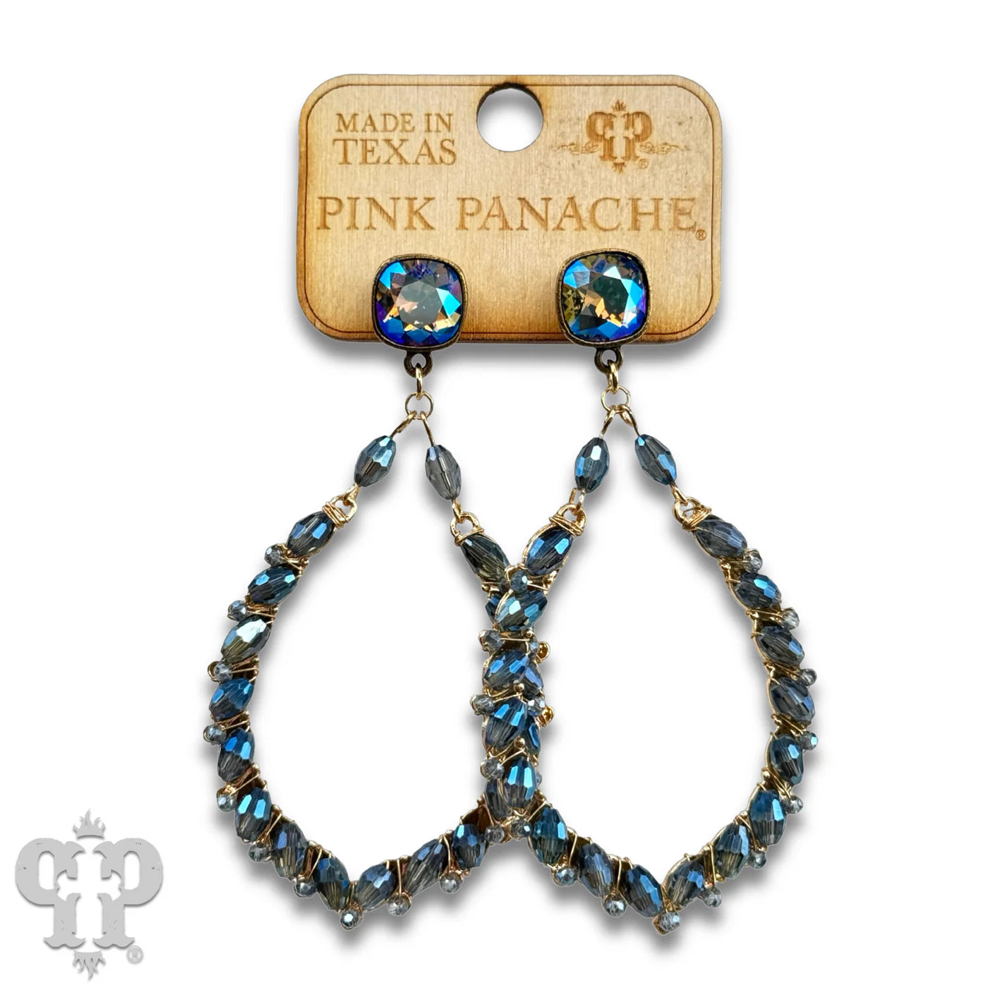 Pink Panache Blue Bicone Bead Teardrop Earrings with Austrian Crystal-Earrings-Pink Panache-Deja Nu Boutique, Women's Fashion Boutique in Lampasas, Texas