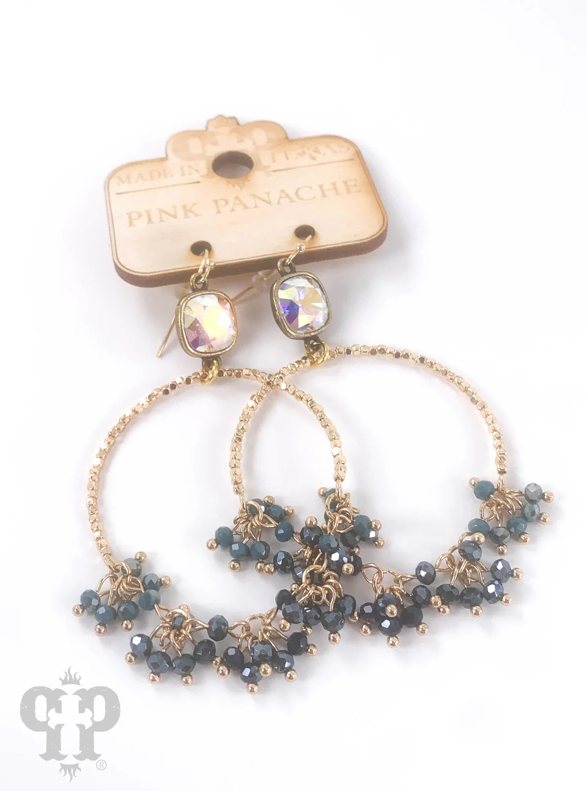 Pink Panache Blue Cluster Beaded Circle Earrings-Earrings-Pink Panache-Deja Nu Boutique, Women's Fashion Boutique in Lampasas, Texas