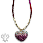 Pink Panache Fuchsia Rhinestone Heart Charm Beaded Choker Necklace-Necklace-Pink Panache-Deja Nu Boutique, Women's Fashion Boutique in Lampasas, Texas